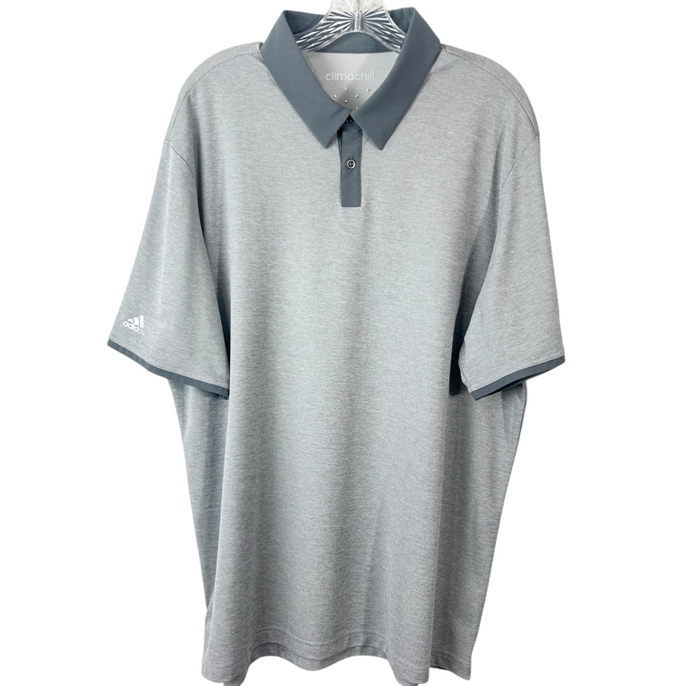 Adidas Climachill Polo Golf Shirt Light Grey Short Sleeve sz XL